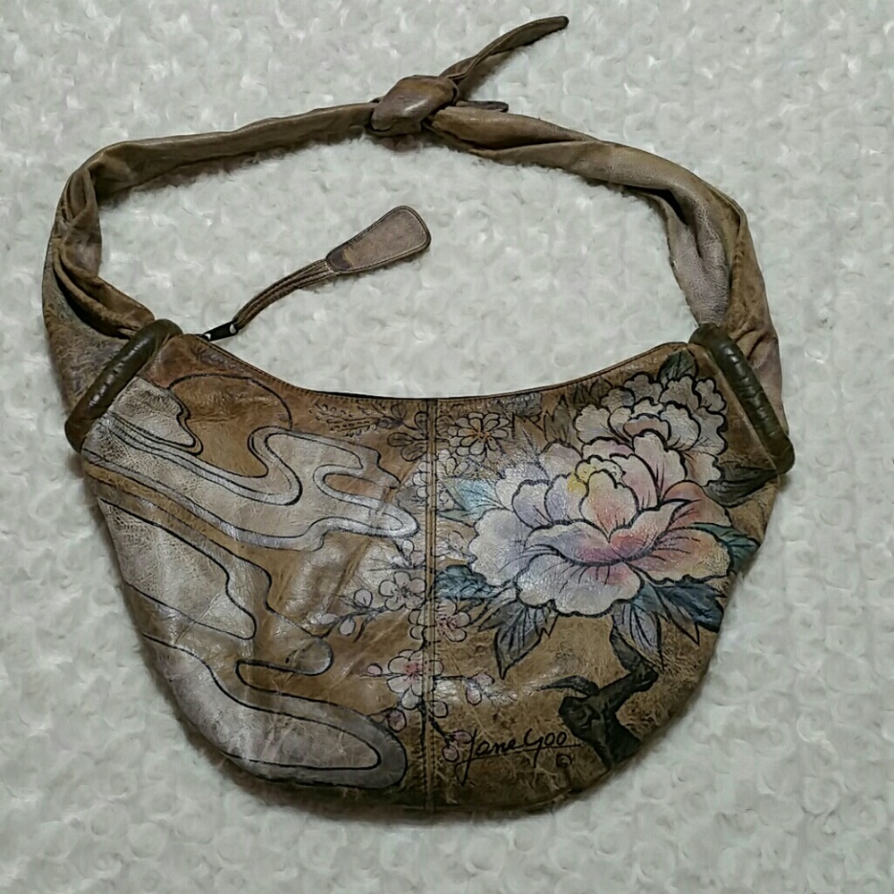 Jane Yoo Wearable Art HandPainted Hobo Bag